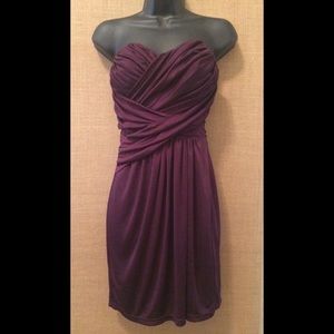 Silky Plum colored strapless cocktail dress